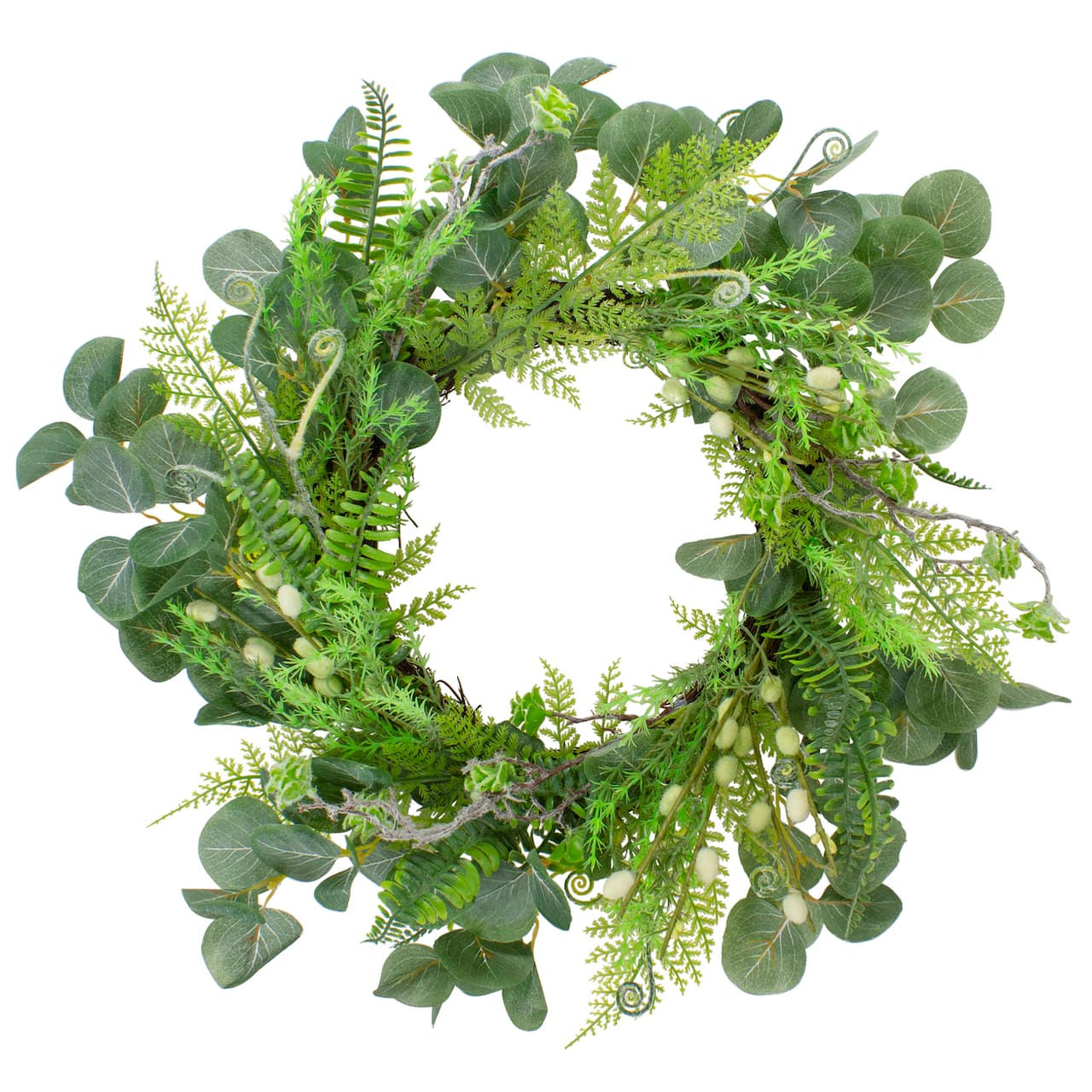 21" Green Eucalyptus & Foliage Springtime Floral Wreath